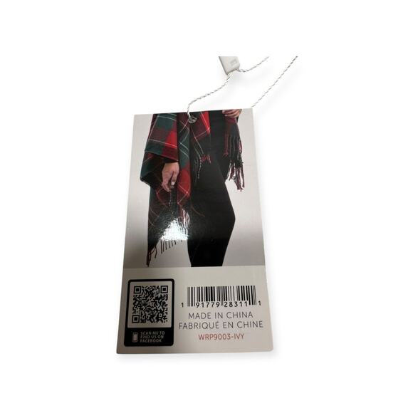 Simply Noelle Acrylic Poncho Wrap Red Green Color New (One Size Fits All) - Picture 6 of 8